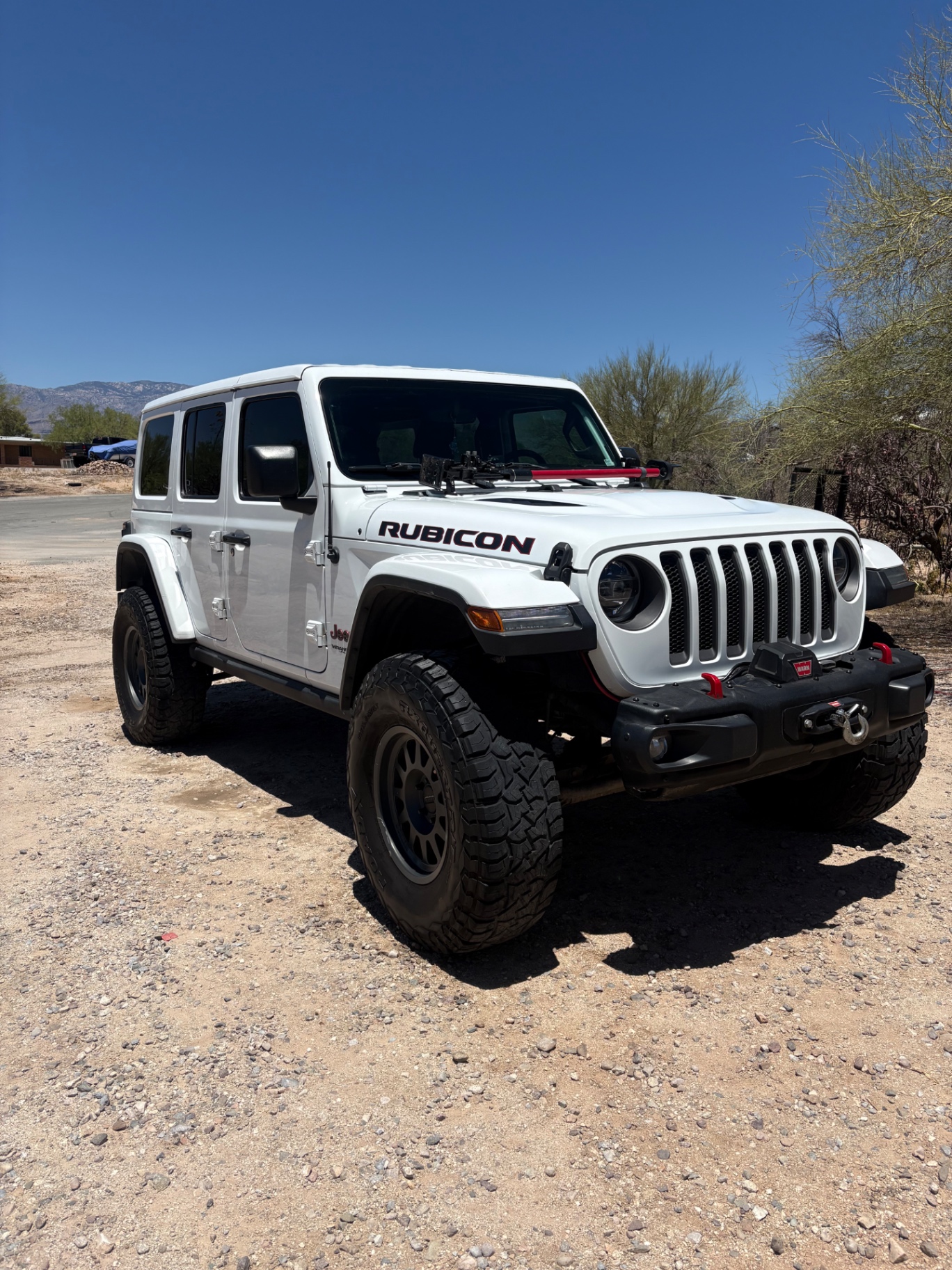 White Jeep Wrangler Rubicon detailed and trail-ready